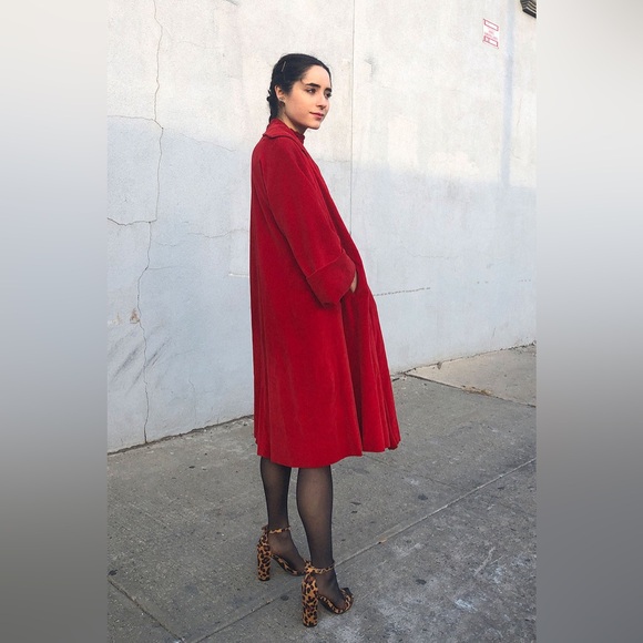 Anthropologie Jackets & Blazers - Anthropologie Elevenses Red Corduroy Retro Peacoat